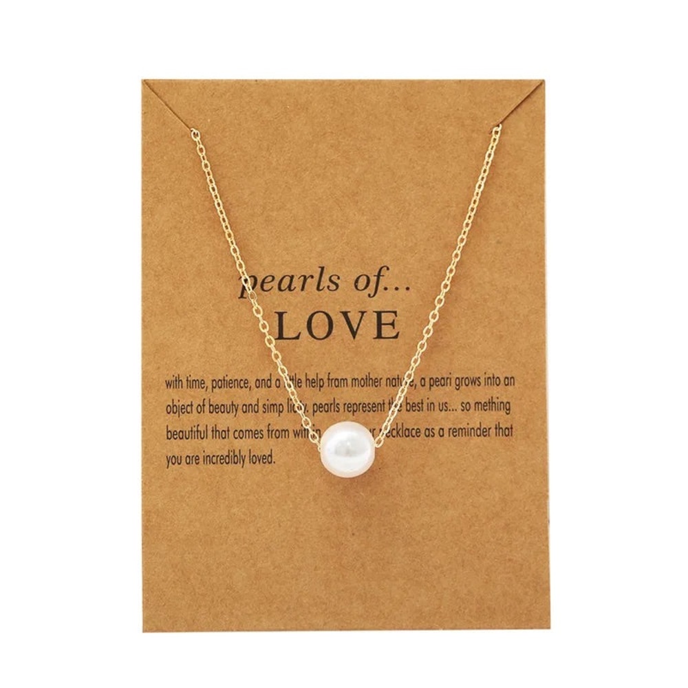 Gold Pearl Pendant Necklace
